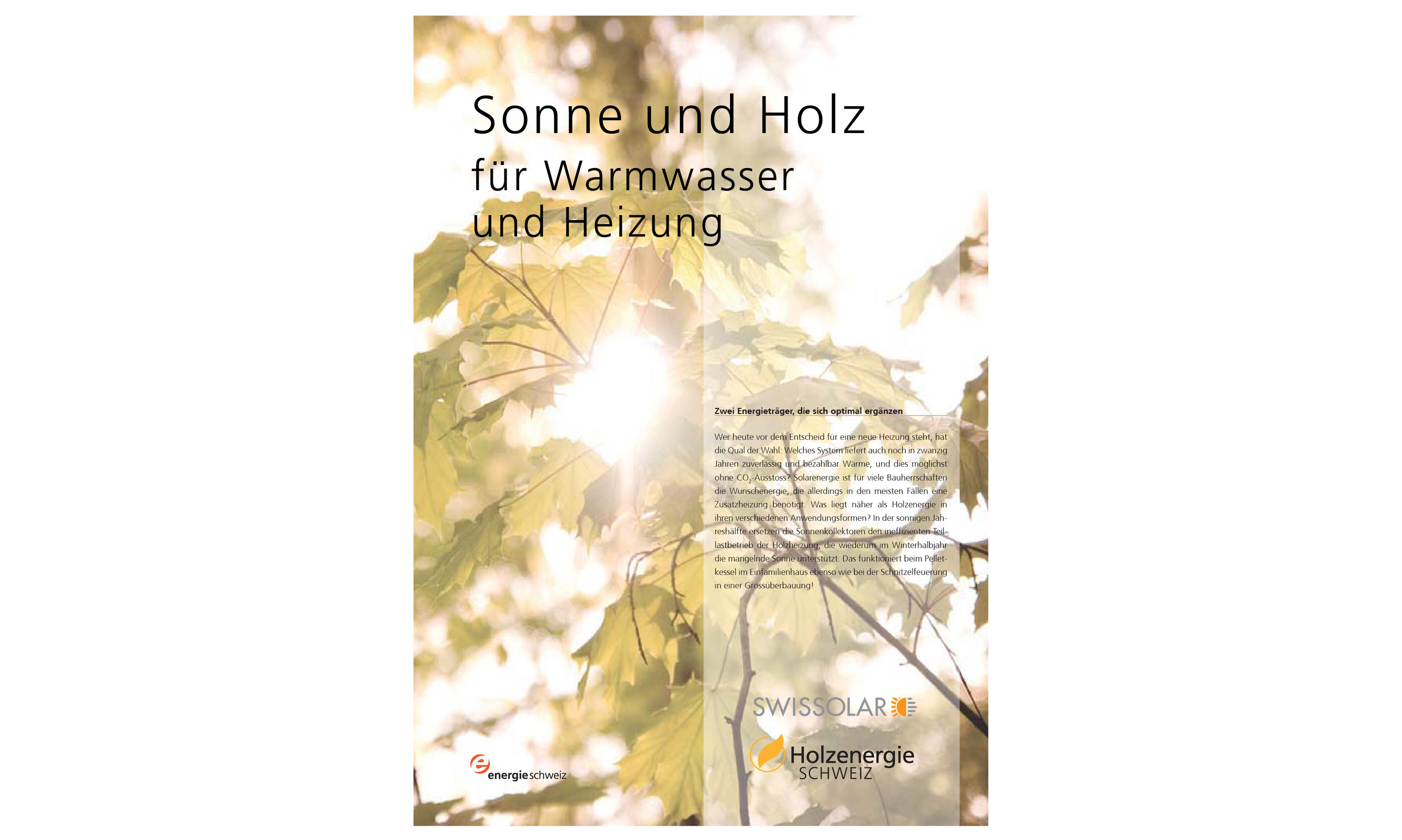 Broschüre Sonne und Holz für Warmwasser und Heizung