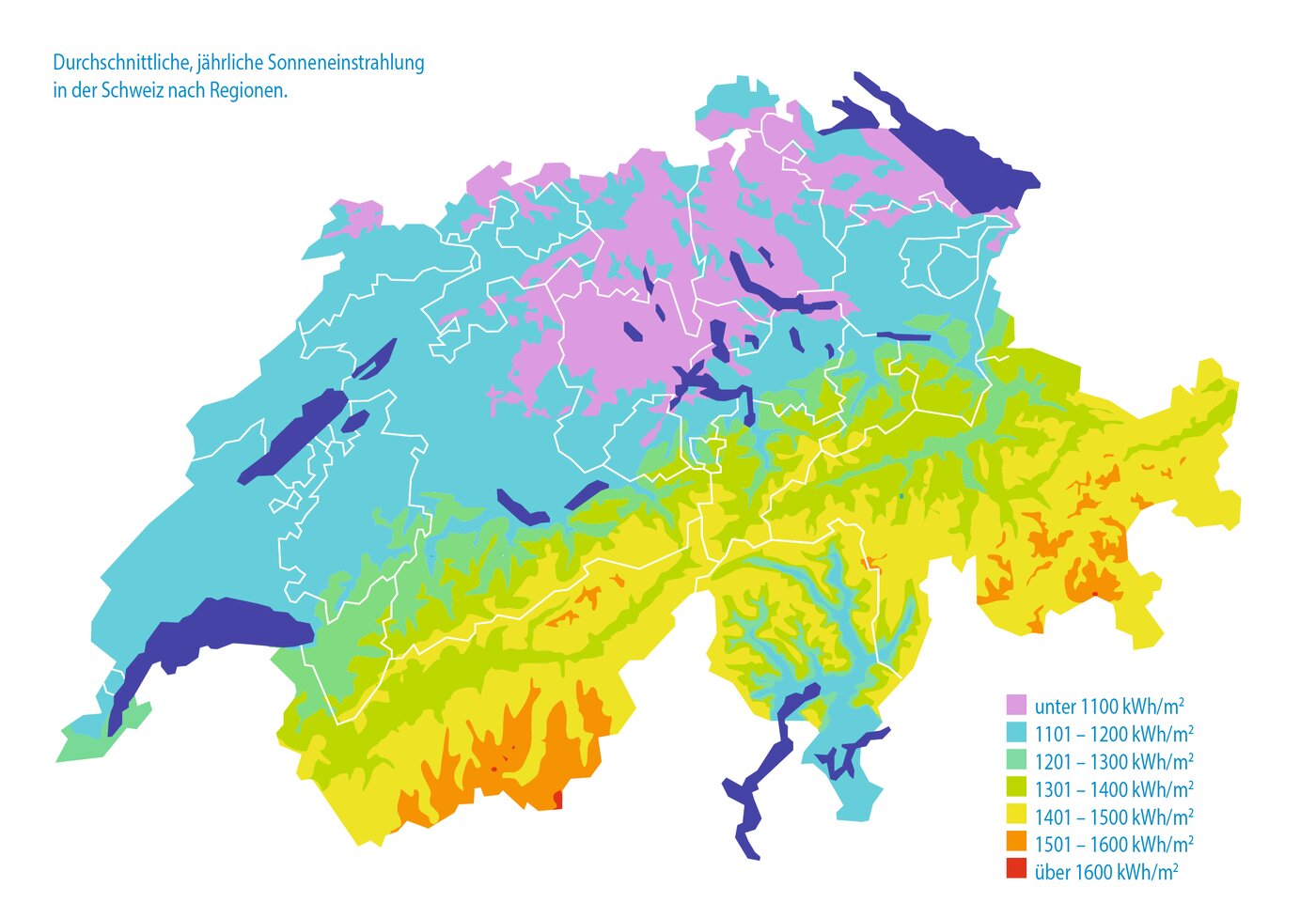 Schweizer Karte Sonneneinstrahlung | © Swissolar / Boxx